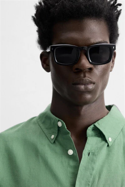 COTTON LINEN SHIRT-GREEN - 5