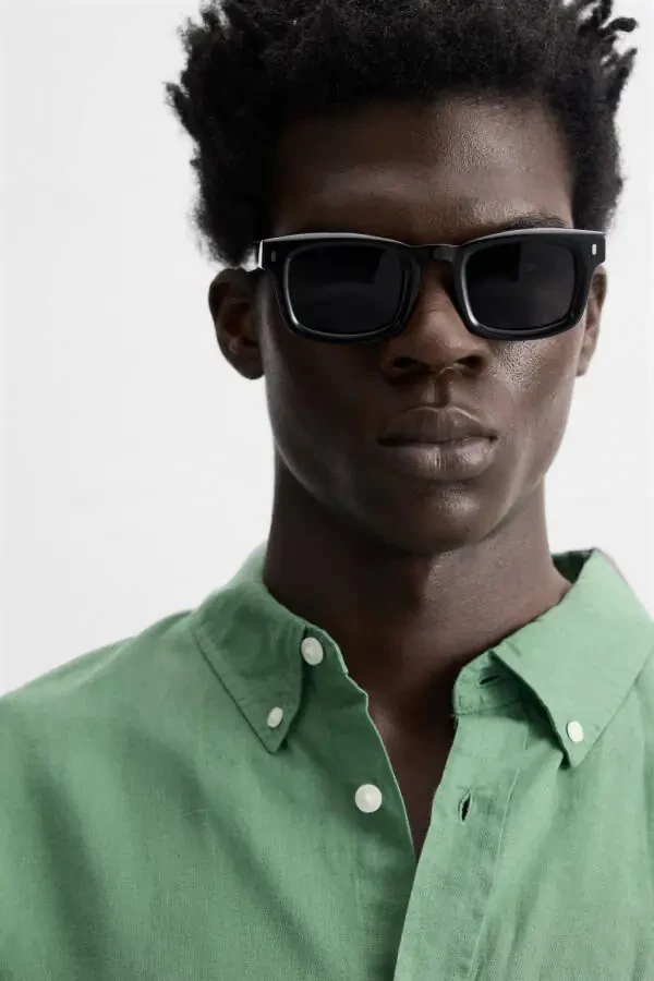 COTTON LINEN SHIRT-GREEN - 5