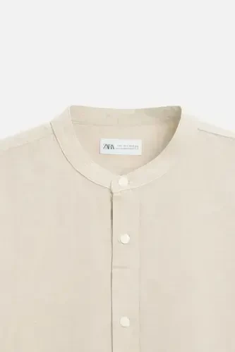 COTTON LINEN SHIRT-Light beige - 3