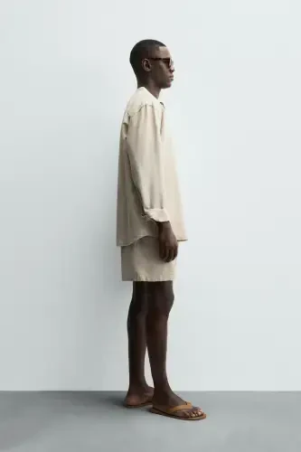 COTTON LINEN SHIRT-Light beige - 7