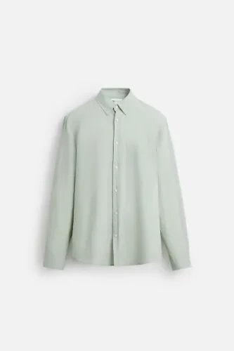 COTTON LINEN SHIRT - Sea green - MODAZONE