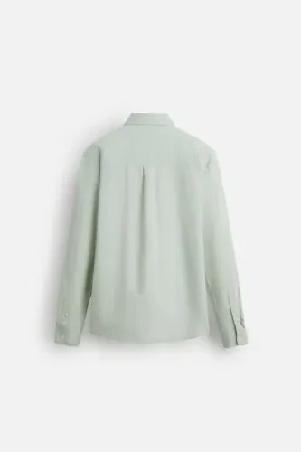 COTTON LINEN SHIRT - Sea green - MODAZONE (1)