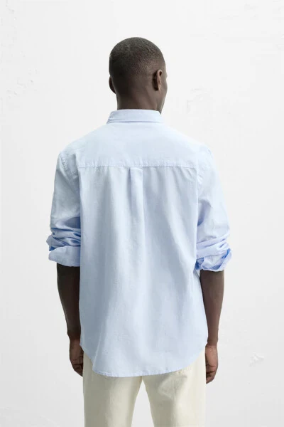 COTTON LINEN SHIRT - Sky blue - 3