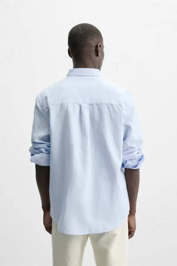 COTTON LINEN SHIRT - Sky blue - 3