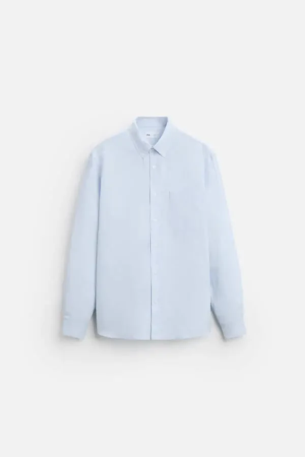 COTTON LINEN SHIRT - Sky blue - 5