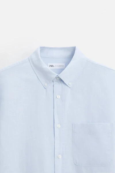 COTTON LINEN SHIRT - Sky blue - 7