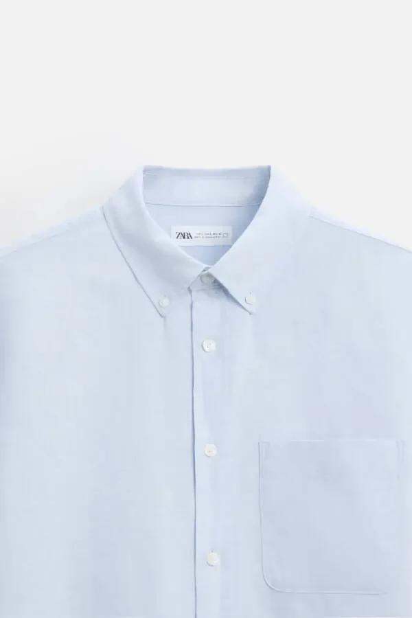 COTTON LINEN SHIRT - Sky blue - 7