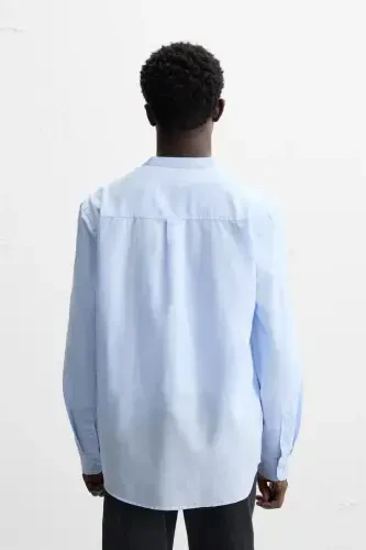 COTTON LINEN SHIRT-Sky blue 
