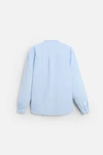 COTTON LINEN SHIRT-Sky blue - 5