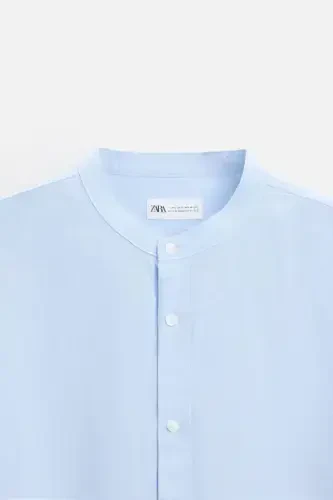 COTTON LINEN SHIRT-Sky blue - 6