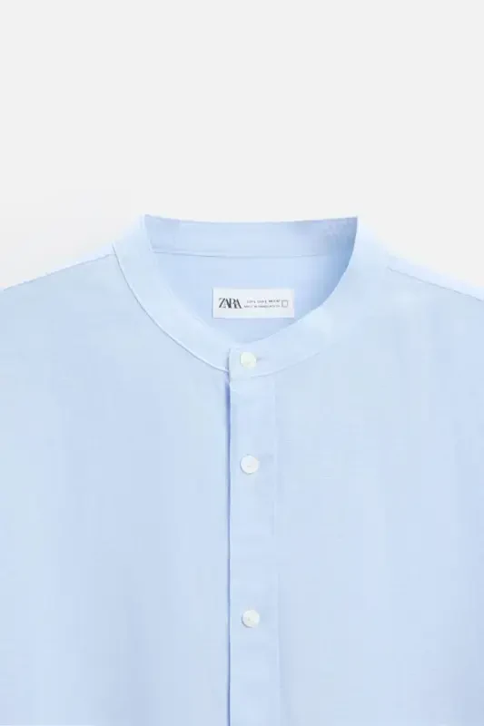 COTTON LINEN SHIRT-Sky blue - 6