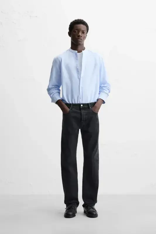 COTTON LINEN SHIRT-Sky blue - 7