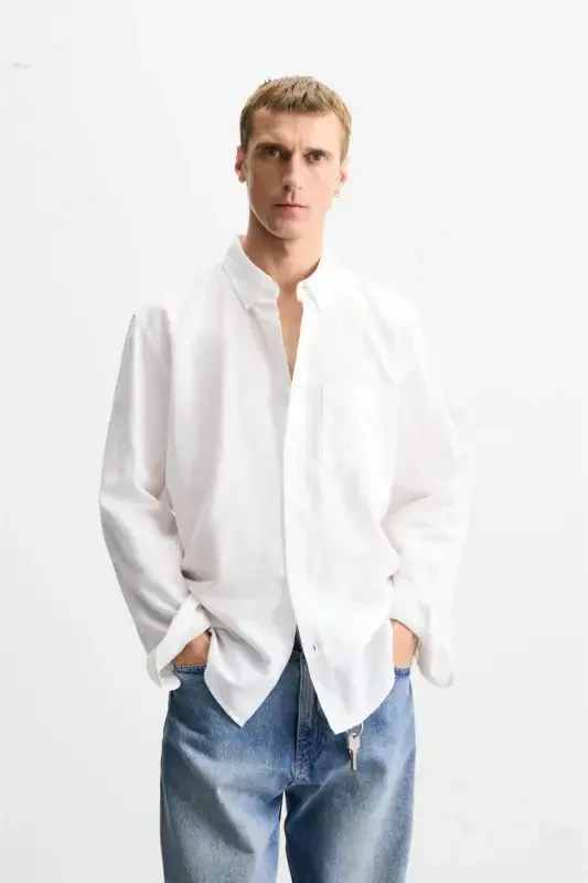 COTTON LINEN SHIRT - White - 2