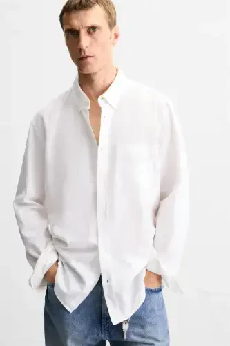 COTTON LINEN SHIRT - White - 5
