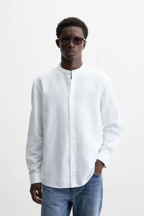 COTTON LINEN SHIRT-White - 2