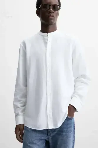 COTTON LINEN SHIRT-White - 5