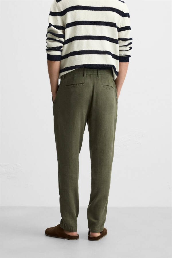 Cotton Linen Trousers - Olive Green - 21