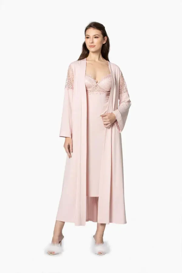 Cotton Nightgown Robe Pajama Set Shorts Set 6-Piece Bridal Dowry Set - 5045 - 2