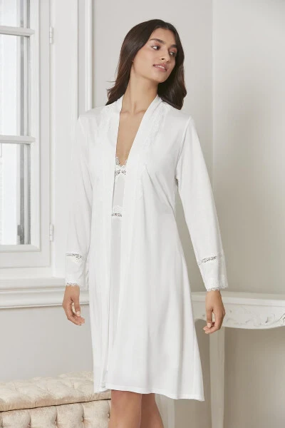 Cotton Nightgown Robe Pajama Set Shorts Set 6-Piece Bridal Trousseau Set - 5965 - 3