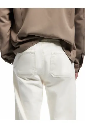 Cotton Oversize Pocket Detailed Wide Leg Tie Waist Jea - 3