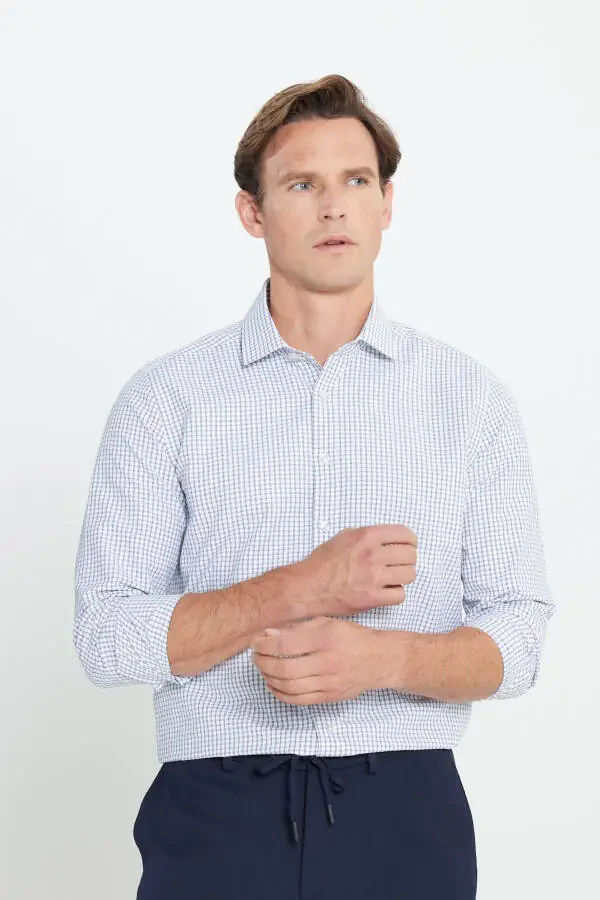 Cotton Oxford Slim Fit Narrow Cut Classic Collar Arm - 3