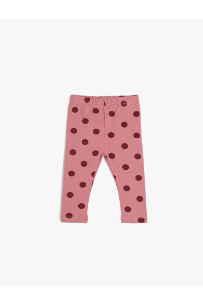 Cotton, polka dot, elastic waist leggings. - 8