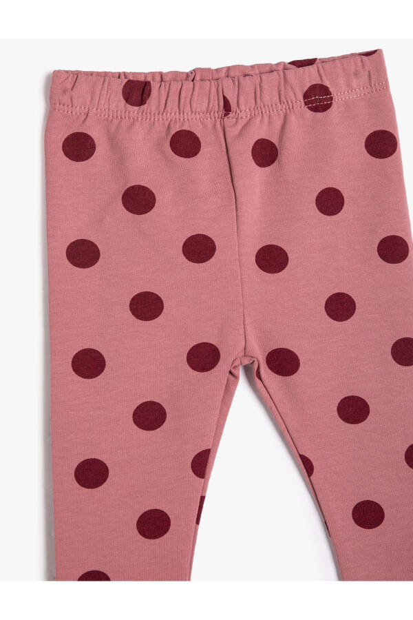 Cotton, polka dot, elastic waist leggings. - 10