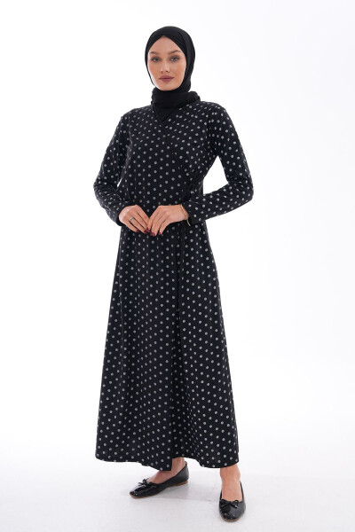 Cotton Prayer Dress with Tie and Polka Dot - 1