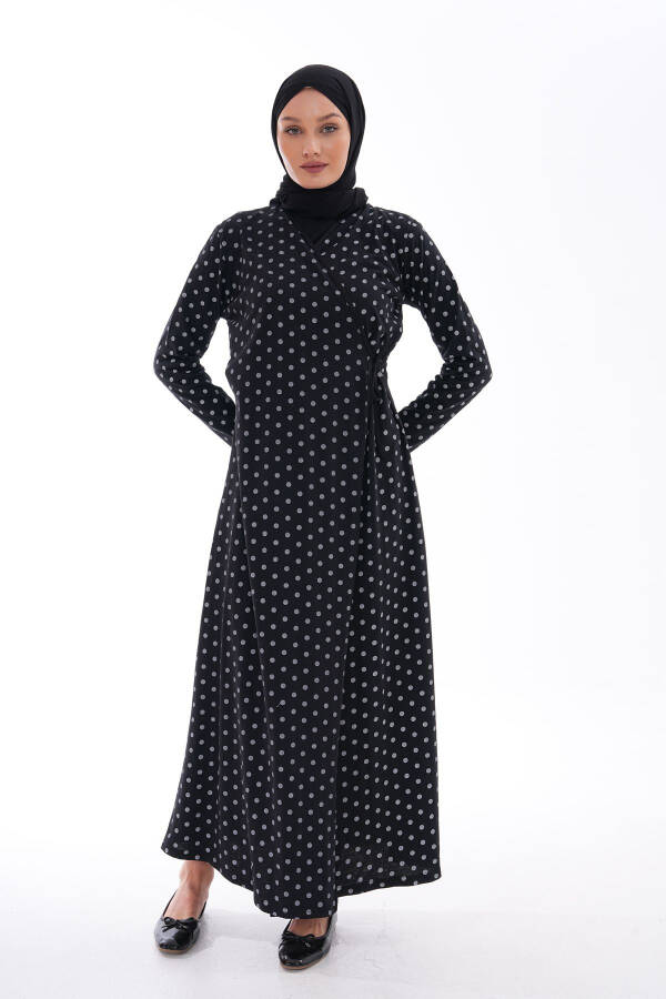 Cotton Prayer Dress with Tie and Polka Dot - 3