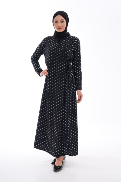 Cotton Prayer Dress with Tie and Polka Dot - 4