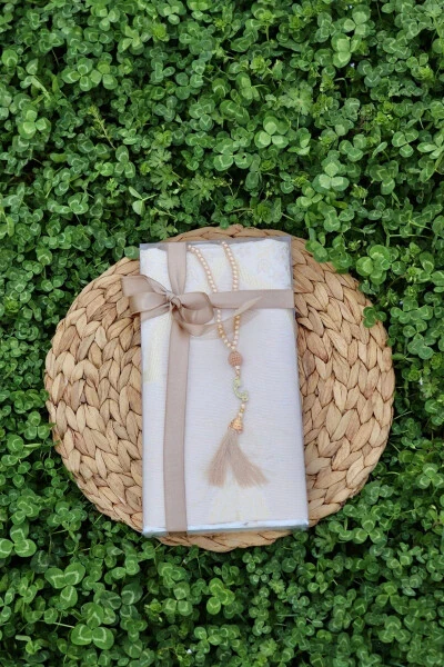 Cotton Prayer Rug Gift Set S1004 Cream - BILENLER (1)