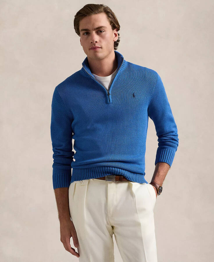 Cotton Quarter-zip Sweater Blue Orbit - 1