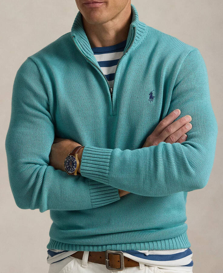 Cotton Quarter-zip Sweater Deep Seafoam - 3