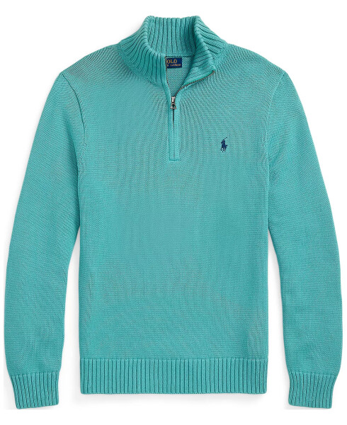 Cotton Quarter-zip Sweater Deep Seafoam - 5