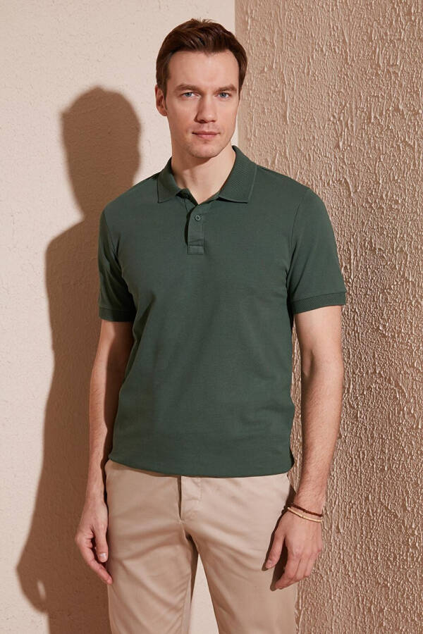 Cotton Regular Fit Button-Down Polo Collar T-Shirt 5902739 - 14