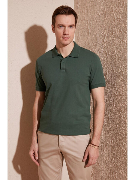 Cotton Regular Fit Button-Down Polo Collar T-Shirt 5902739 - 8