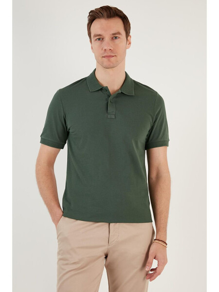 Cotton Regular Fit Button-Down Polo Collar T-Shirt 5902739 - 11