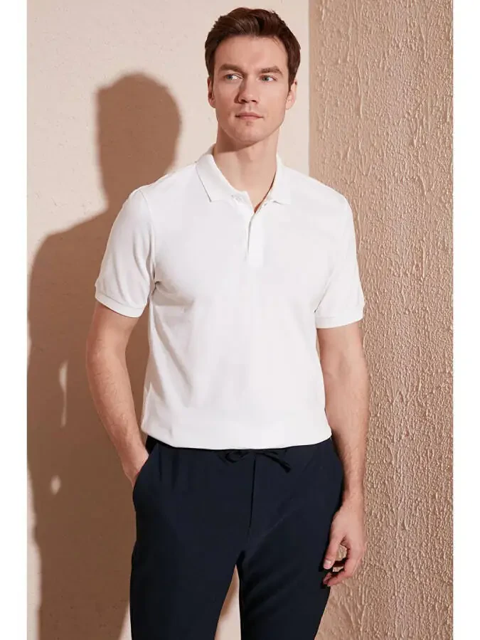 Cotton Regular Fit Button-Down Polo Collar T-Shirt 5902739 - 7