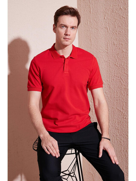 Cotton Regular Fit Buttoned Polo Collar T Shirt 5902739 - 7