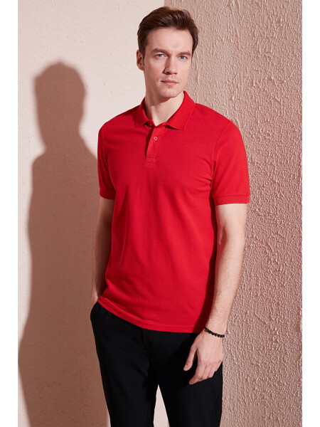 Cotton Regular Fit Buttoned Polo Collar T Shirt 5902739 - 8