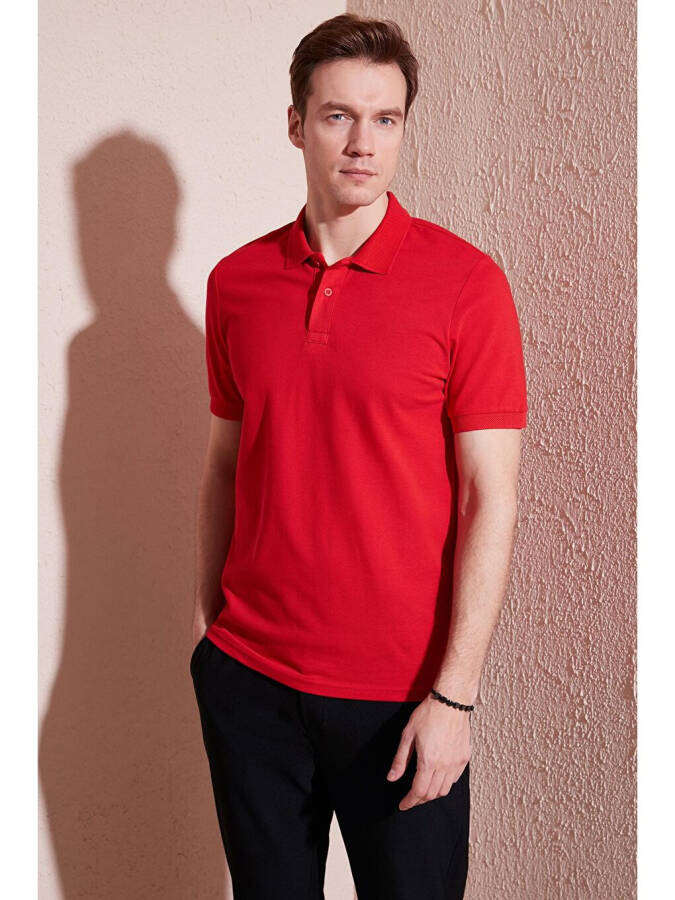 Cotton Regular Fit Buttoned Polo Collar T Shirt 5902739 - 8