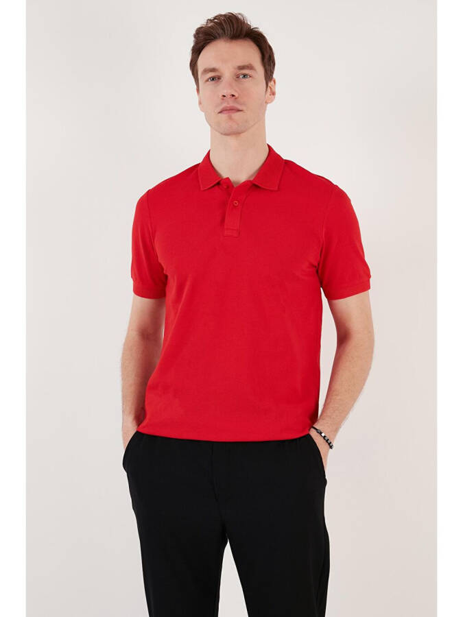 Cotton Regular Fit Buttoned Polo Collar T Shirt 5902739 - 10