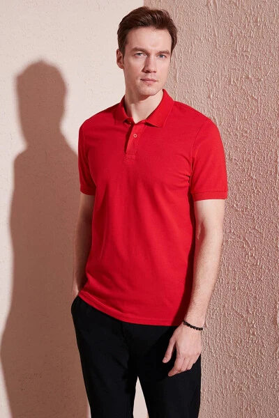 Cotton Regular Fit Buttoned Polo Collar T Shirt 5902739 - 20