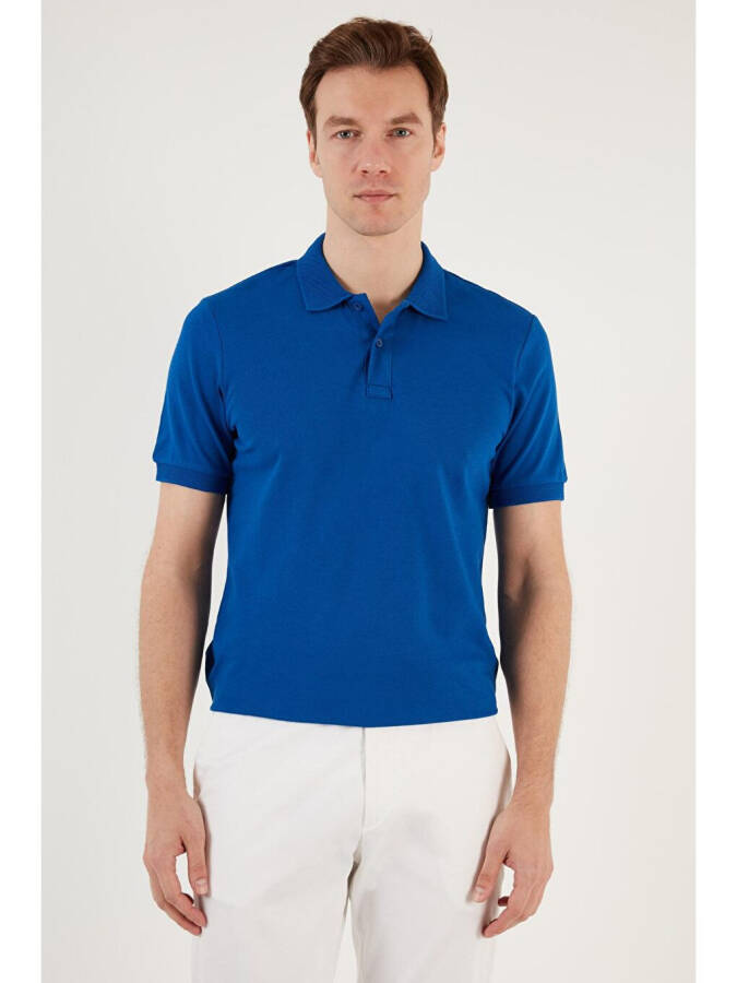 Cotton Regular Fit Buttoned Polo Collar T-Shirt 5902739 - 3