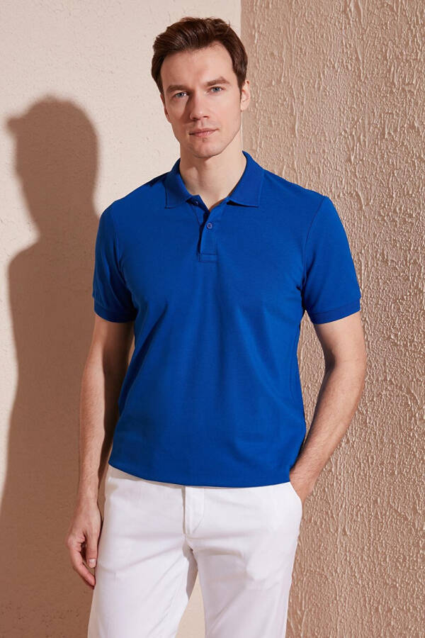 Cotton Regular Fit Buttoned Polo Collar T-Shirt 5902739 - 20