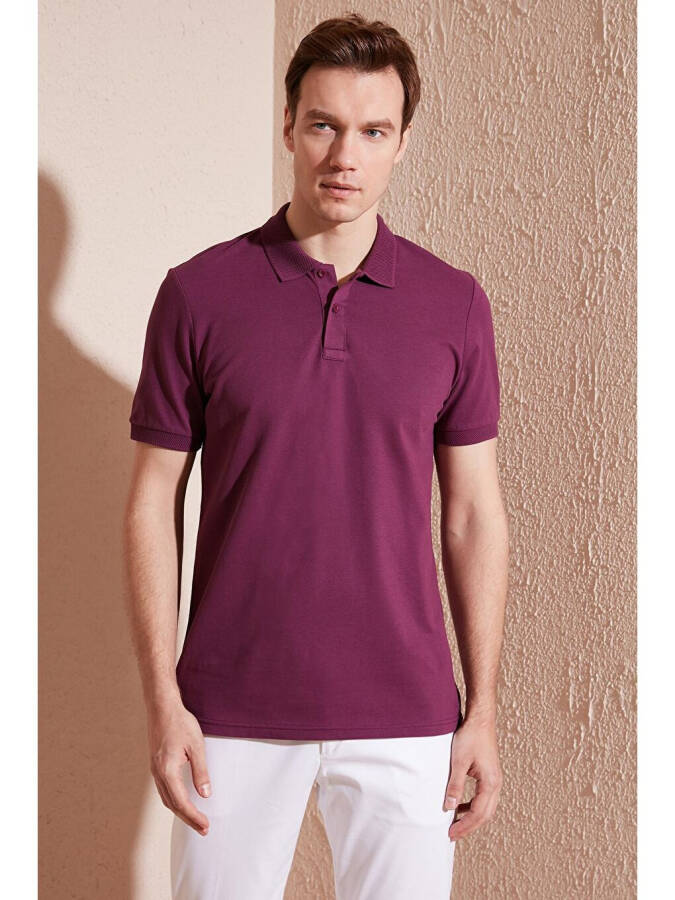 Cotton Regular Fit Buttoned Polo Collar T Shirt 5902739 - 7