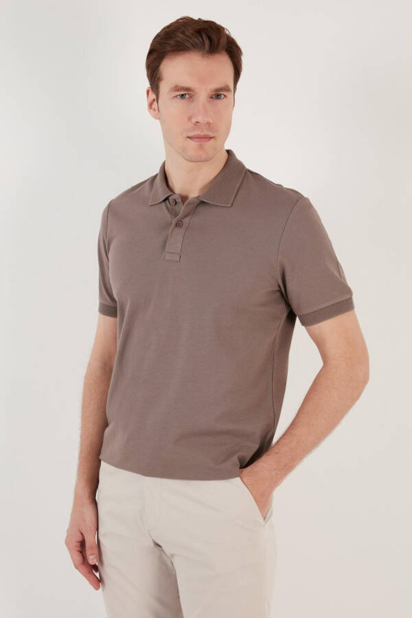 Cotton Regular Fit Buttoned Polo Collar T Shirt 5902739 - 17