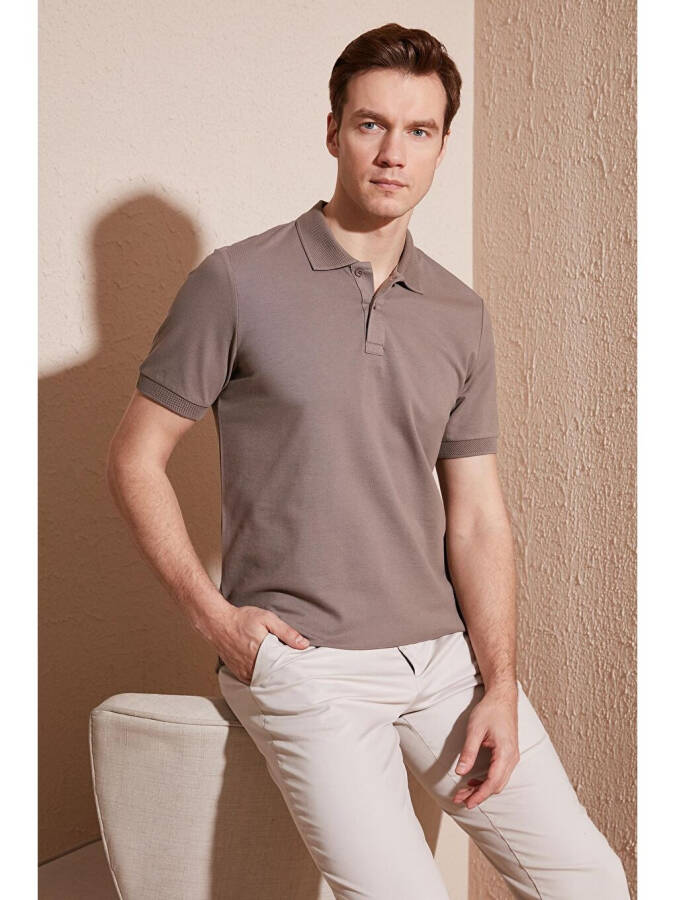 Cotton Regular Fit Buttoned Polo Collar T Shirt 5902739 - 1