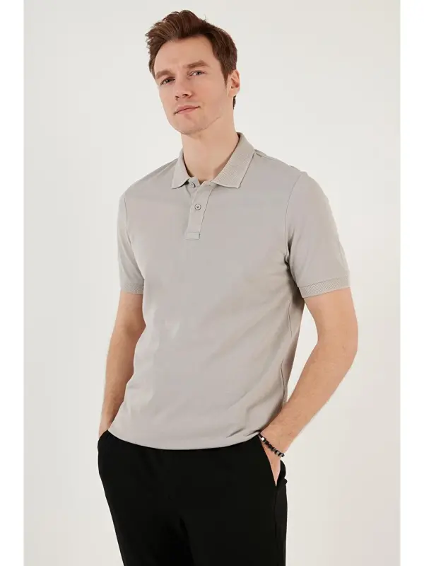 Cotton Regular Fit Buttoned Polo Neck T-Shirt 5902739-Gray - 2