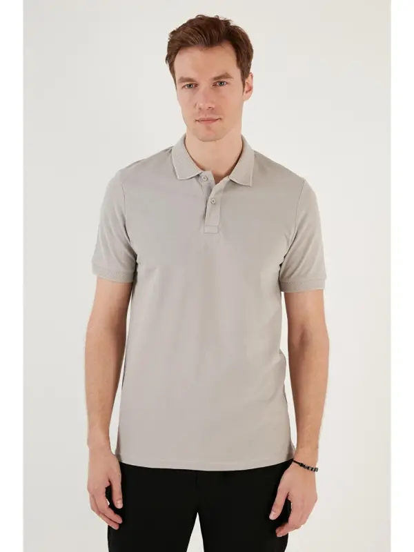 Cotton Regular Fit Buttoned Polo Neck T-Shirt 5902739-Gray - 3